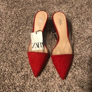 Zara red slip-on heels. Never Worn! With Tag!